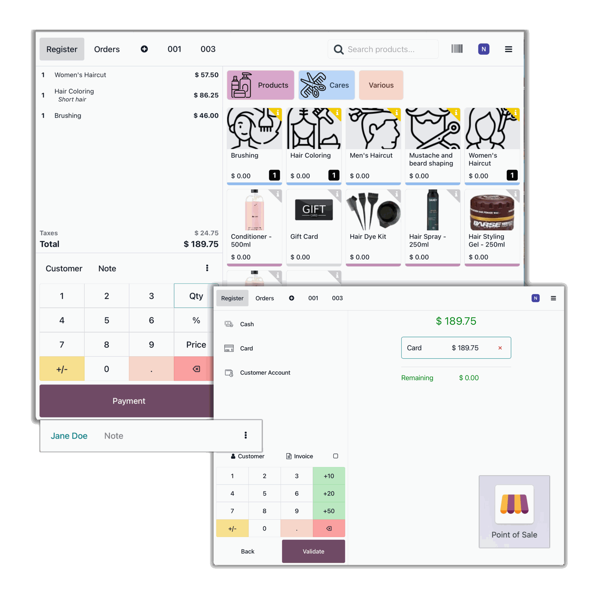 point of sales for hair salons on odoo